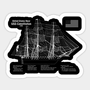 USS Constitution frigate blueprint plan - PDpng Sticker